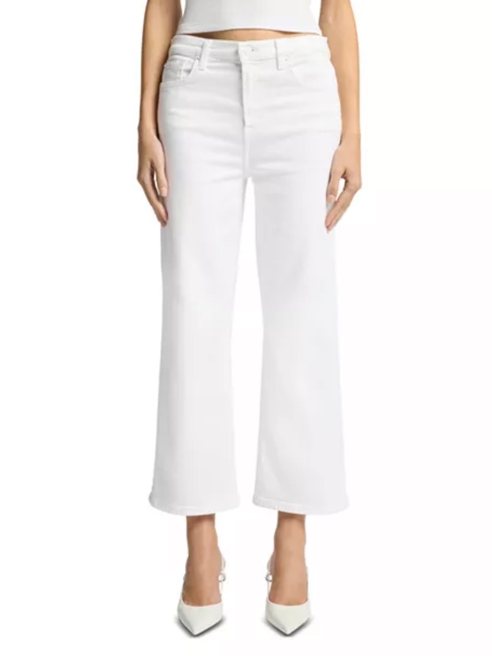 🌻NEW w/tag 7 For All Mankind White Alexa Cropped Jeans Wide Leg Size 26 $228